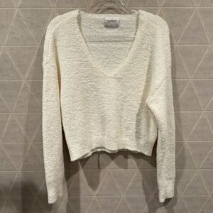 Abercrombie & Fitch XL Soft AF Collection V-Neck Cream Cozy Boxy Vanilla S